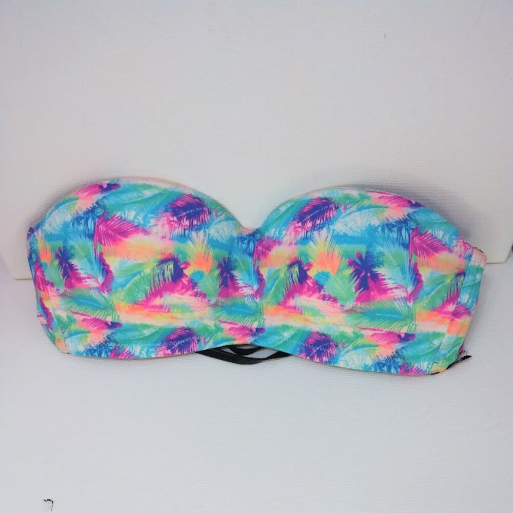 Victoria's Secret PINK Strapless Bandeau Bra Sz Med Multicolor Tropical Festival